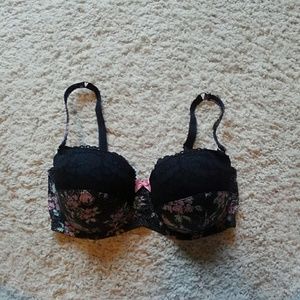 36DDD Floral and Black Lace Bra